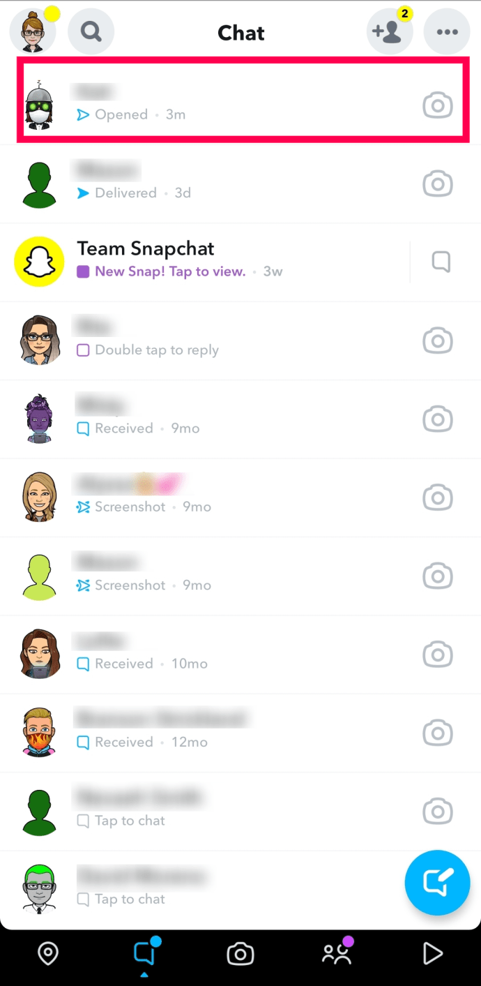 Desactivar notificaciones de escritura en Snapchat